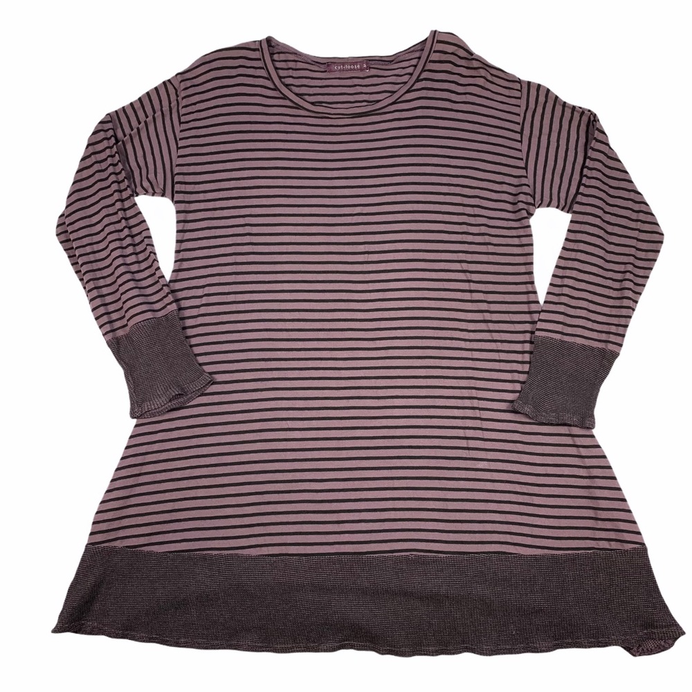 Cut Loose Striped Thermal Cuff Tunic Mini Dress M